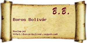 Boros Bolivár névjegykártya